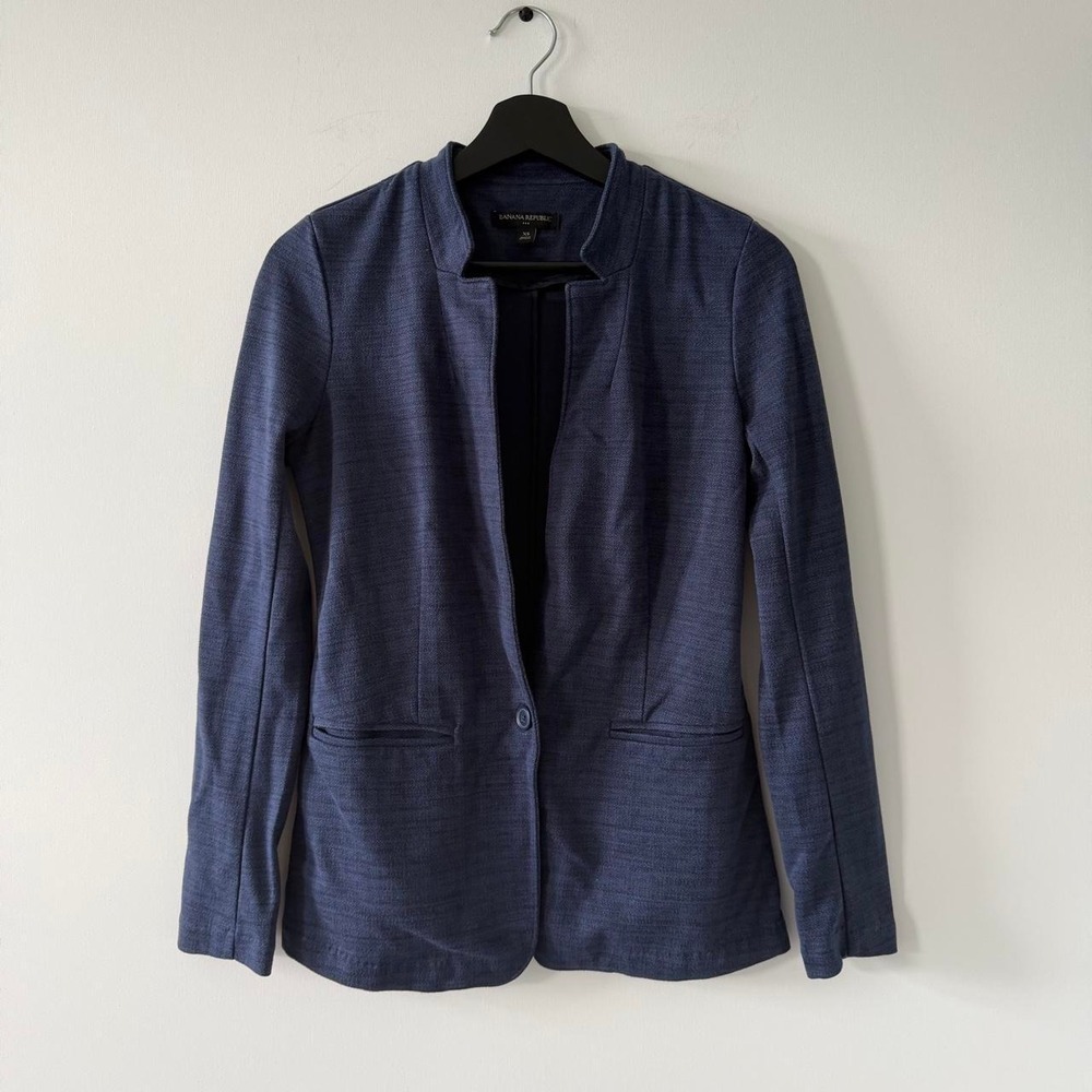 Banana Republic Navy Blazer Womens XS Textured Blade Collar